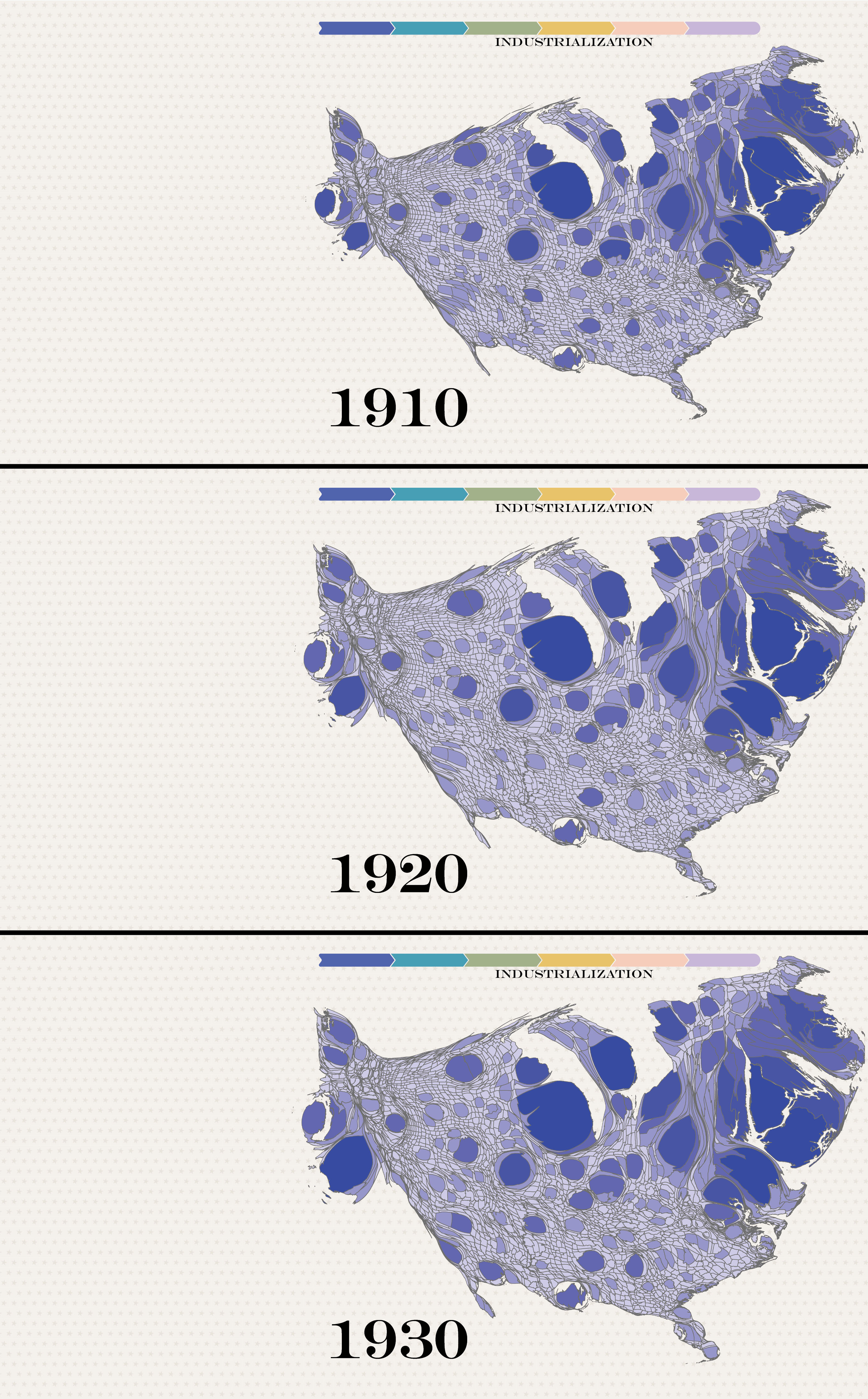American Population Flow Cartogram Flipbook