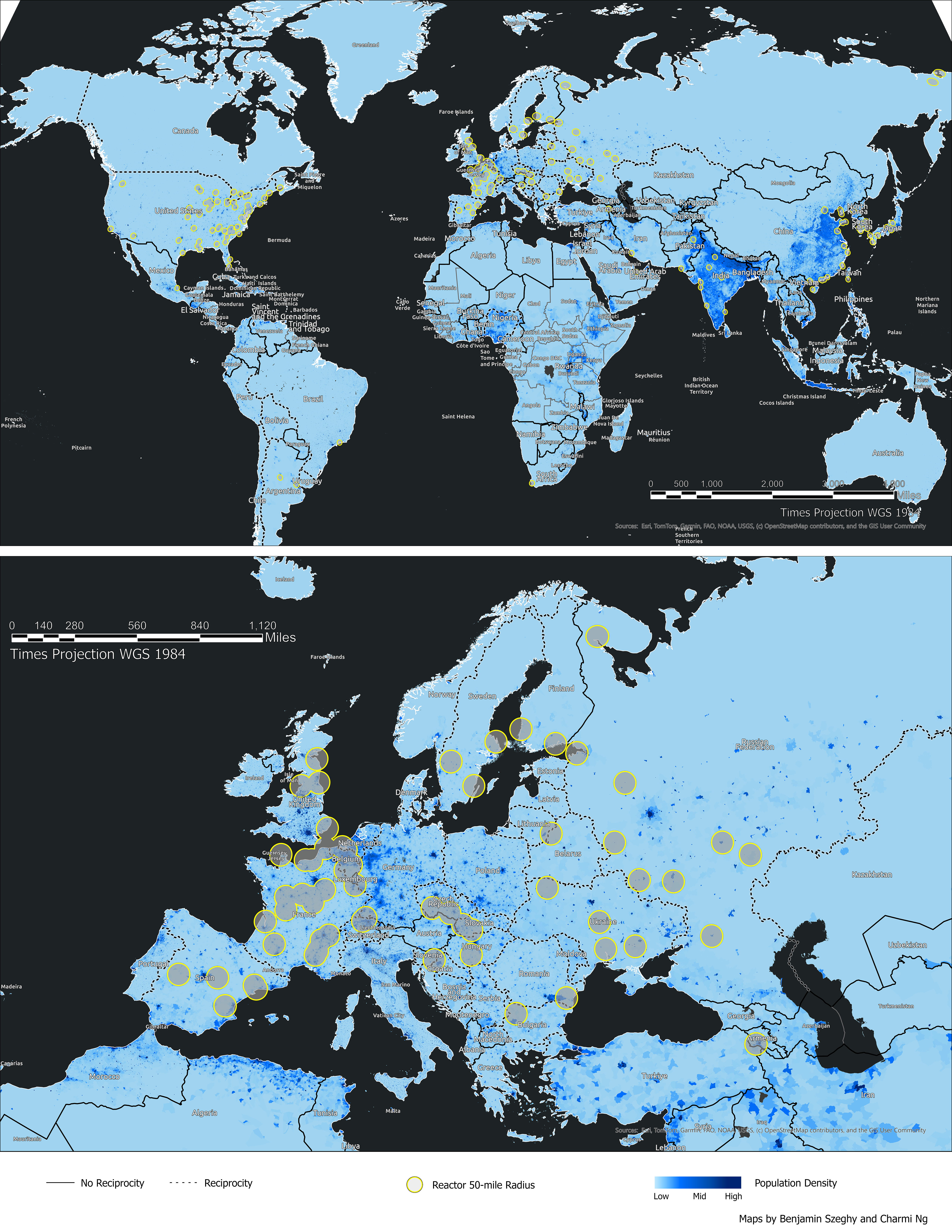 Nuclear population density and evacuation zones