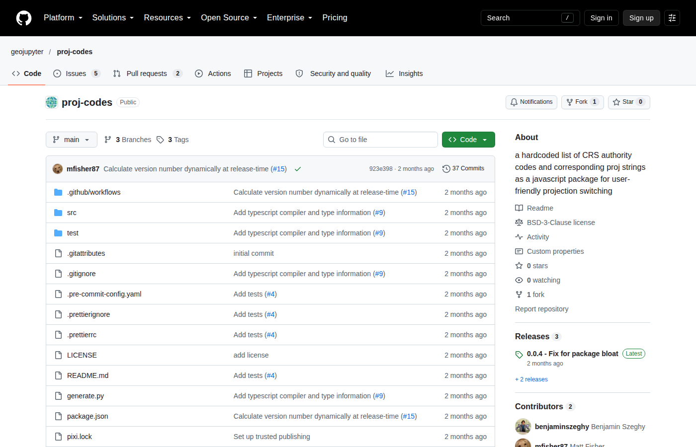 proj-codes GitHub repository